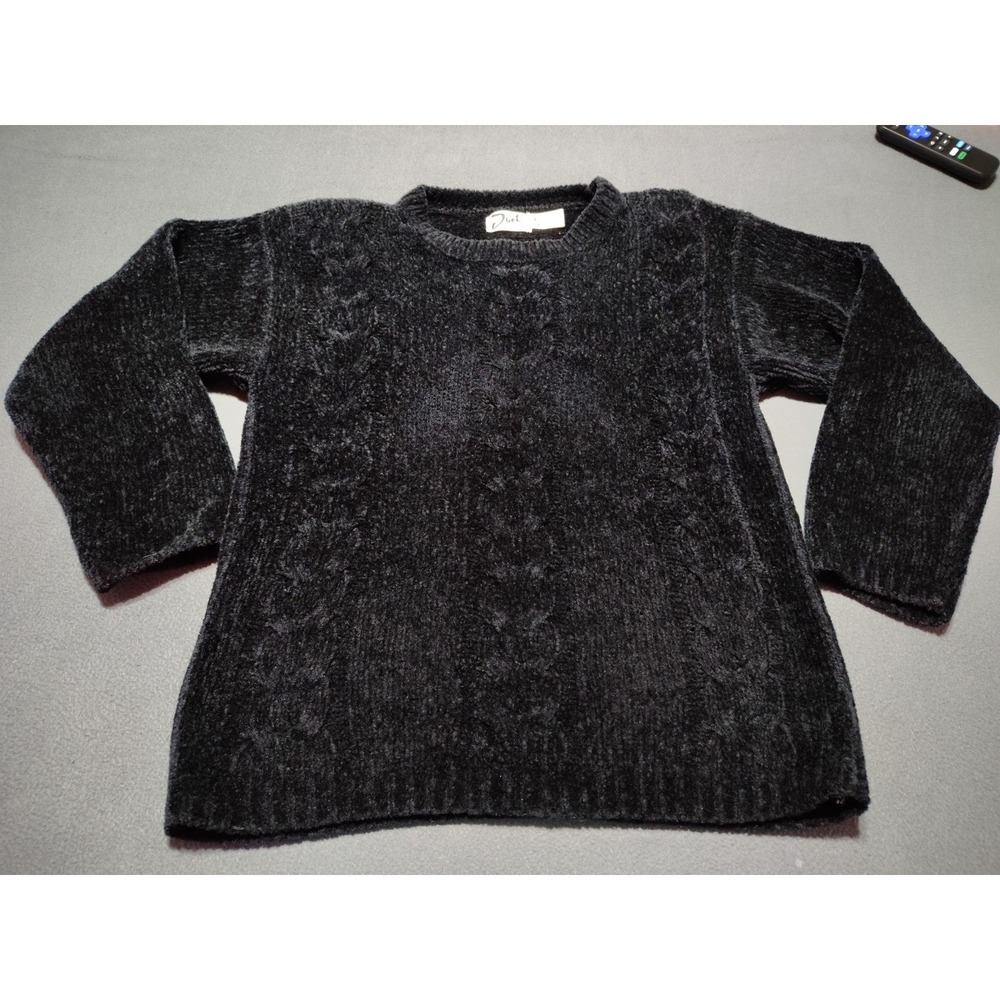 Duet Crew Neck Sweater Ladies S Black Pullover Soft Shoulder Pads‎ Classic Warm